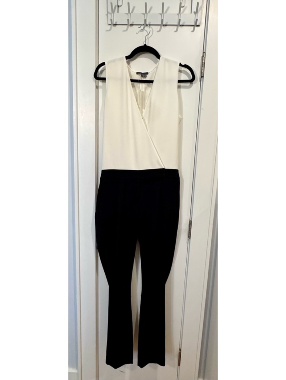 Vince Women's Black and Ivory Sleeveless Jumpsuit - Size S